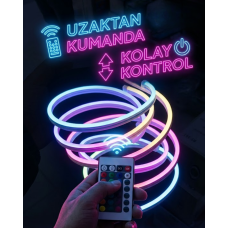 RGB Akıllı LED Neon Şerit Işık 3 Metre Uzaktan Kumandalı ve Telefon Kontrollü Renkli Aydınlatma RGB Akıllı LED Neon Şerit Işık 3 Metre Uzaktan Kumandalı ve Telefon Kontrollü Renkli Aydınlatma