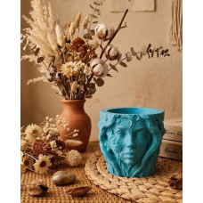 Estetik Kadın Yüzü Heykel Tasarımlı Dekoratif 3D Saksı Vazo Estetik Kadın Yüzü Heykel Tasarımlı Dekoratif 3D Saksı Vazo