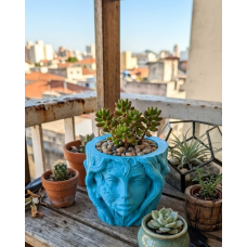 Minimalist Kadın Yüzü Heykel Tasarımlı 3D Dekoratif Saksı Vazo Minimalist Kadın Yüzü Heykel Tasarımlı 3D Dekoratif Saksı Vazo